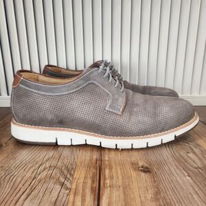 Johnston & Murphy 1850 Vaughn Perforated Mens Sz 9.5 M Gray Leather Oxford Shoes